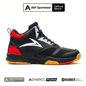 Sepatu Voli GLVIU Momentum Hitam Merah Size 38-44 Sepatu Olahraga Basket Volly Badminton Bulutangkis