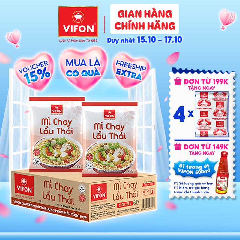 [ĐỘC QUYỀN KOC] Thùng 30 gói Mì Chay Lẩu Thái VIFON 65gr/ Gói