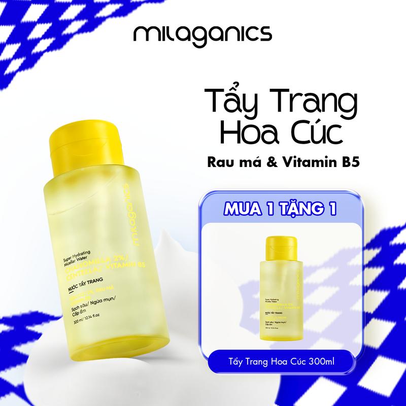 [BIGSIZE - MUA 1 TẶNG 1] Nước Tẩy Trang Hoa Cúc Sạch Sâu Cấp Ẩm Dành Cho Da Dầu Mụn Không Gây Khô Rát Da Vitamin B5 Dưỡng Ẩm Cân Bằng Da Phục Hồi Da - Nước Tẩy Trang Dành Cho Da Khô Da Nhạy Cảm Micellar Cleansing Water MILAGANICS 300ML Cosmetic Skincare