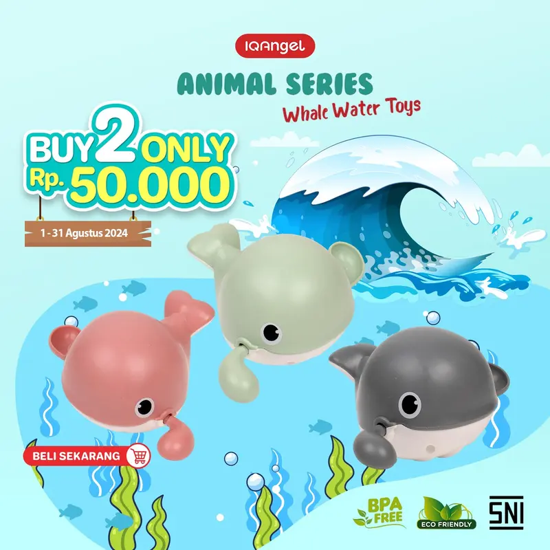 IQ Angel Animal Series Whale Water Toys / Mainan Mandi Bayi / Mainan Bentuk Paus Berenang / Mainan Air Anak Model Putar / Mainan Edukasi Anak / Mainan Mandi Bayi / Mainan Cewek Cowok / Mainan Hewan Grey 0