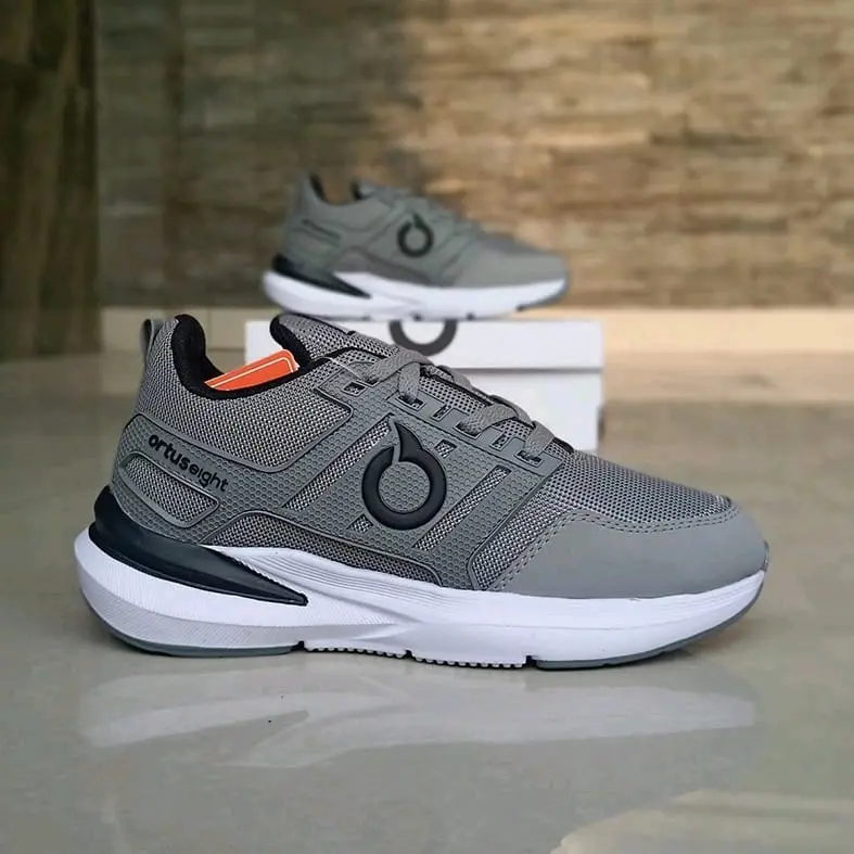 Promo Cod sepatu Running Ortuseigh Sneakers olahraga Outdoor Lari&Gym Pria Wanita Abu/Grey