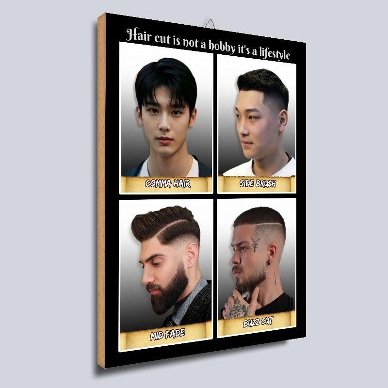 6 pcs POSTER KAYU barbersop /pangkas rambut / model rambut terbaru ...