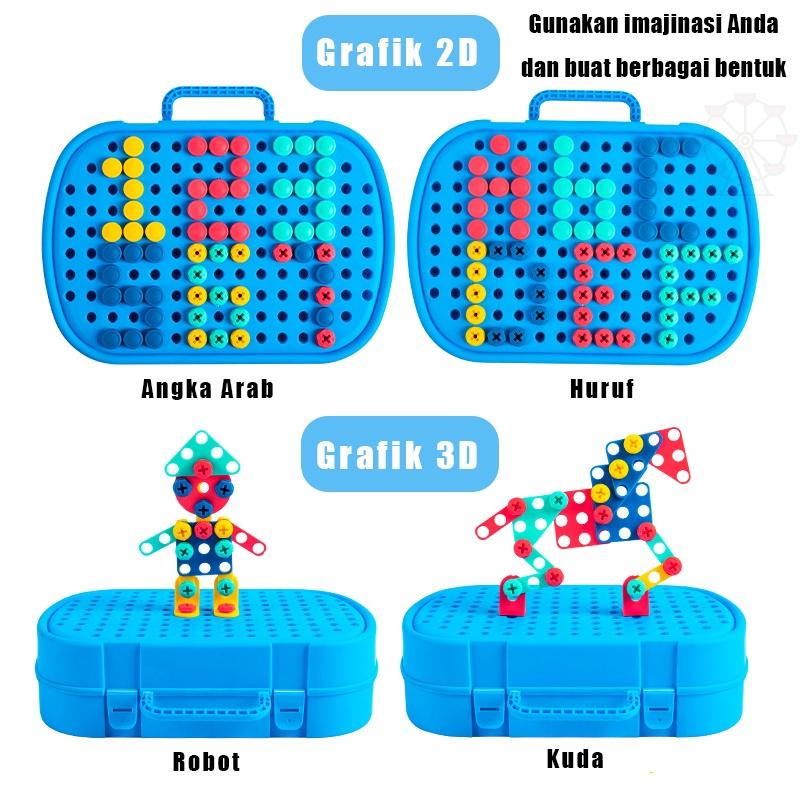Product Introduction of 230PCS Mainan Dinosaurs Tool Box Set Anak 3D Mainan Edukasi Anak 4 Tahun DIY Merakit Kotak Alat 20