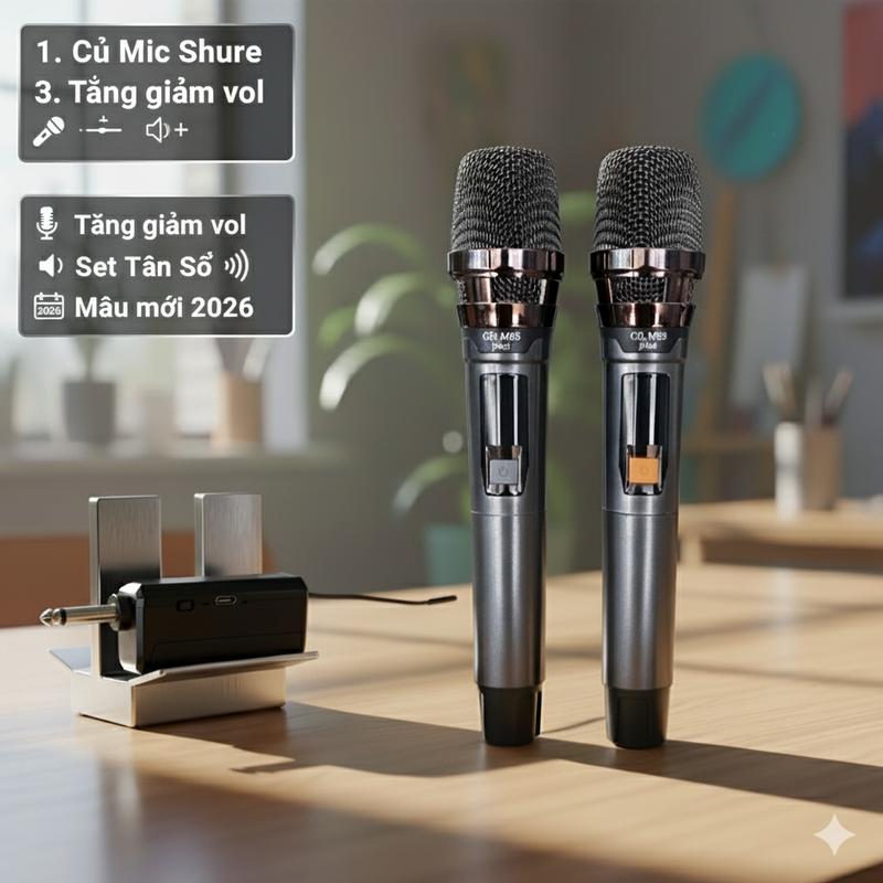  Micro Đa Năng Cao Cấp CH-M68 Plus  PHIÊN BẢN 2026 - Củ Mic Shure Pin Sạc Dùng Mixer Loa Kéo Âm Ly Mọi Loa Vang. 