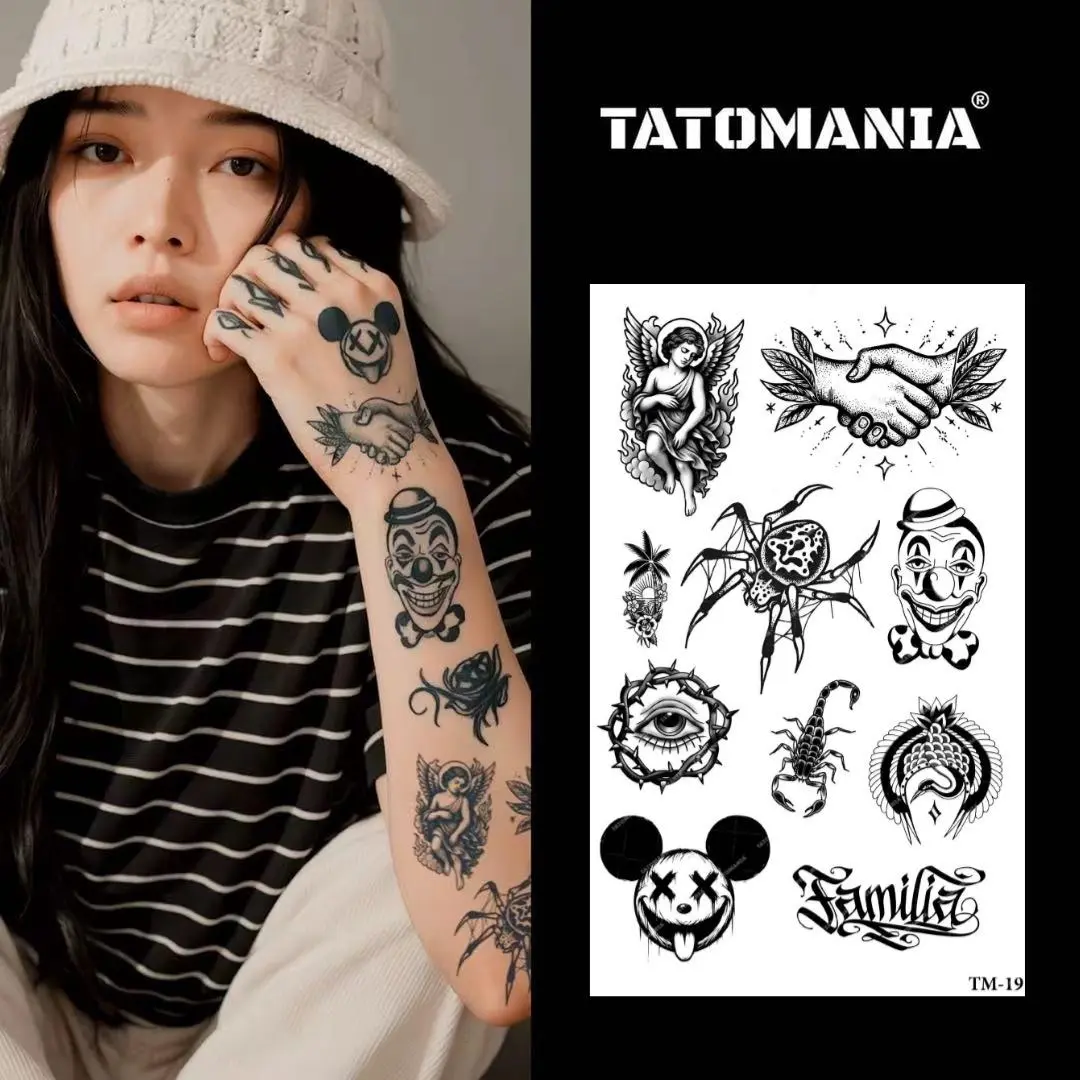 TM-Stiker tato temporer semi permanen anti air motif seri Old School Uk 11x18 cm