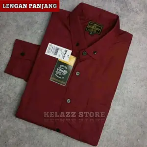 Kemeja Maroon Polos Pria Lengan Panjang Slim Fit | Kemeja Katun Halus Size M L XL XXL XXXL  Kerja Santai