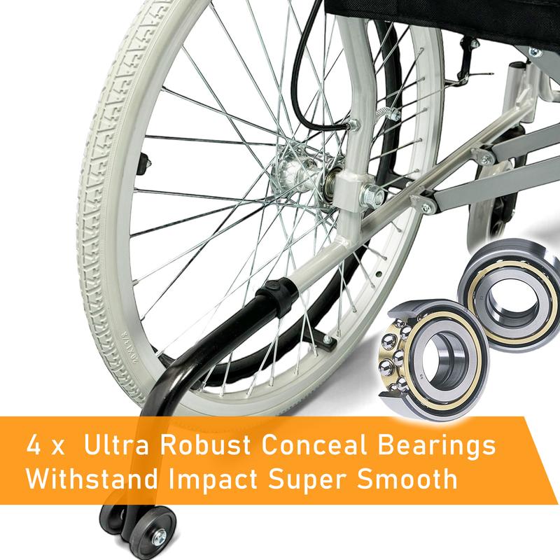 Product Introduction of ViN-32AAT Lightweight Self Propelled Wheelchair Hold 100 kg | Retractable Footrest | Anti Tipper | Foldable Self Propelled Wheelchair for Elderly Portable and Compact for for Car Boots 14