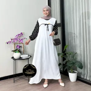 Gamis Meisya Cringkle Airflow Kombinasi Rayon Super Adem Halus Tebal Nyaman Resleting Depan Busui