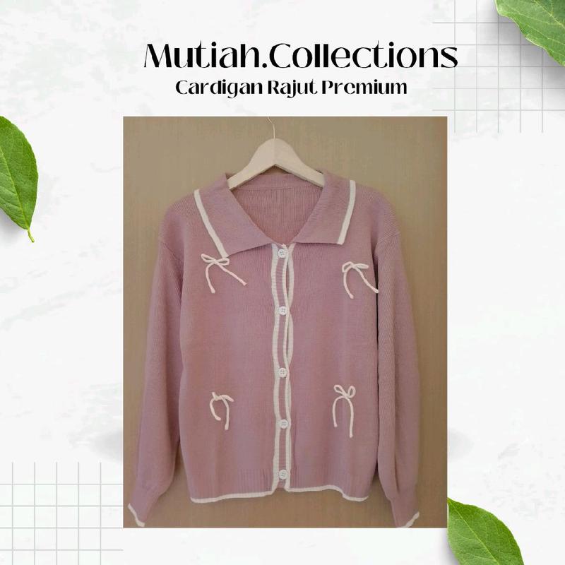 MC/Cardigan rajut Premium wanita Coquette motif pita atasan cardy lengan panjang top cewek 1