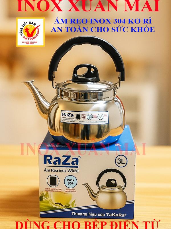  Ấm reo inox 304 RAZA Dùng Cho Bếp Điện Từ 