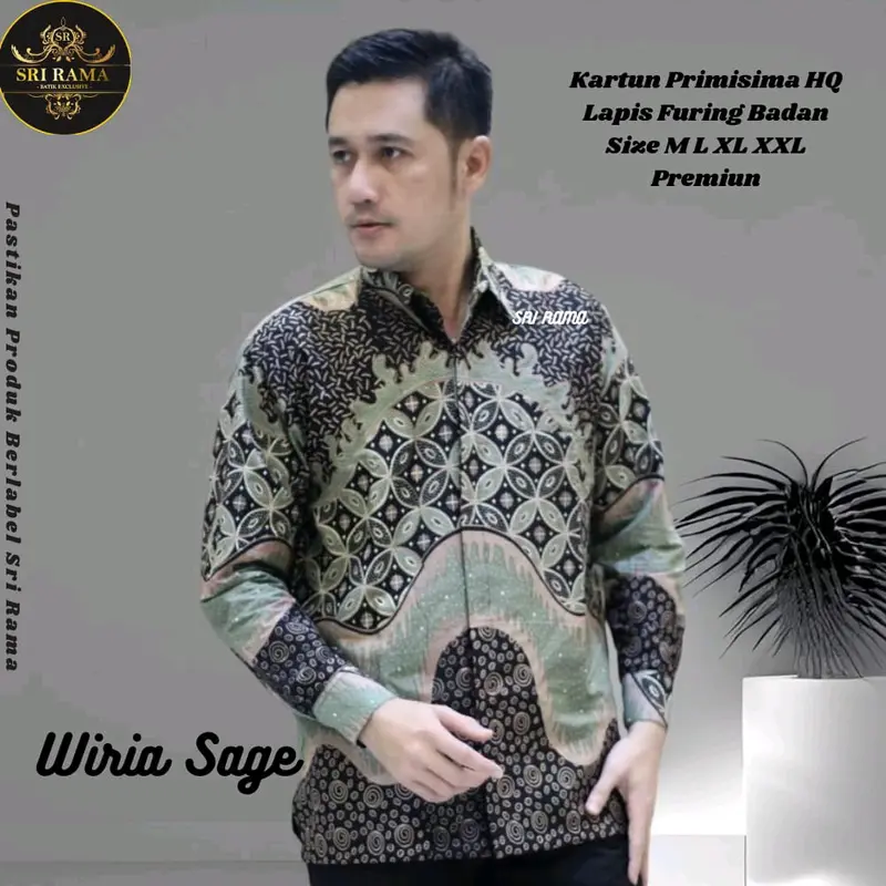 BATIK SOLO BATIK KEMEJA LENGAN PANJANG BAHAN KATUN LAPIS PURING PRIA 7