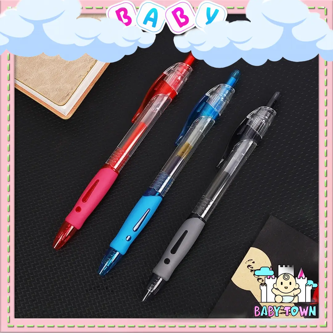 Kids Retractable Classic Press Gel Pen 0.5mm Gel Pen Student Study Stationery Supplies 0.5mm Gel Pen Pelajar Bekalan Alat Tulis Belajar  0.5