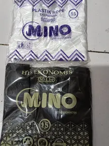 KANTONG PLASTIK EKONOMIS BENING TIPIS HD MINO UK 15 ISI 50 LEMBAR