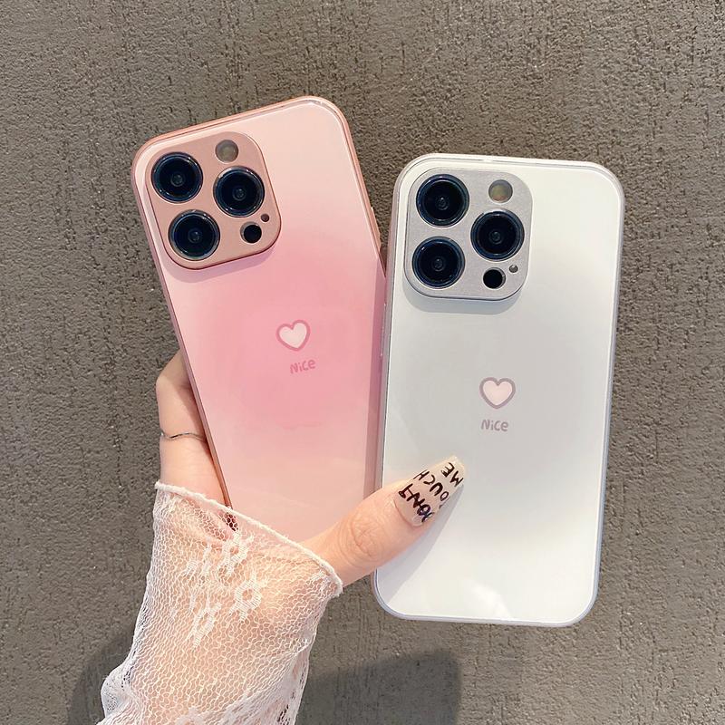 Ốp Điện Thoại, Dành Cho iPhone 11, 7 / 8plus / xs / xr / 12 / 13 / 14 / 15pro max, Họa Tiết Hình Trái Tim Cá Nhân Hóa, Thú Vị, Sáng Tạo Và Tối Giản, Chống Thấm Nước Và Chống Sốc, Ốp Cứng Kính, Ốp Di Động