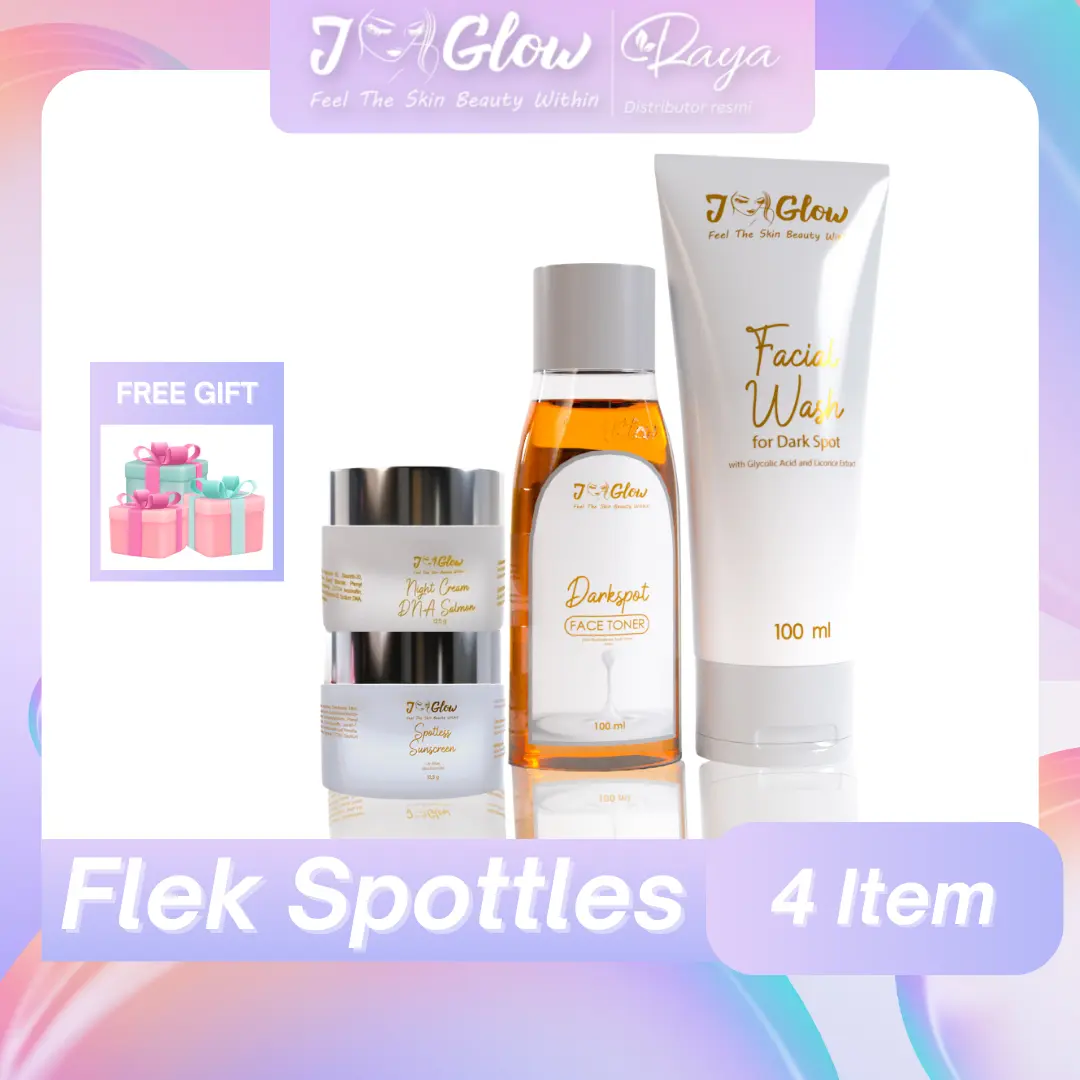 Jglow Skincare Paket Flek Spotless Whitening  Perawatan Kulit Wajah Kering Kontrol Minyak Dan Bintik Hitam Pencerah Cleanser Aging