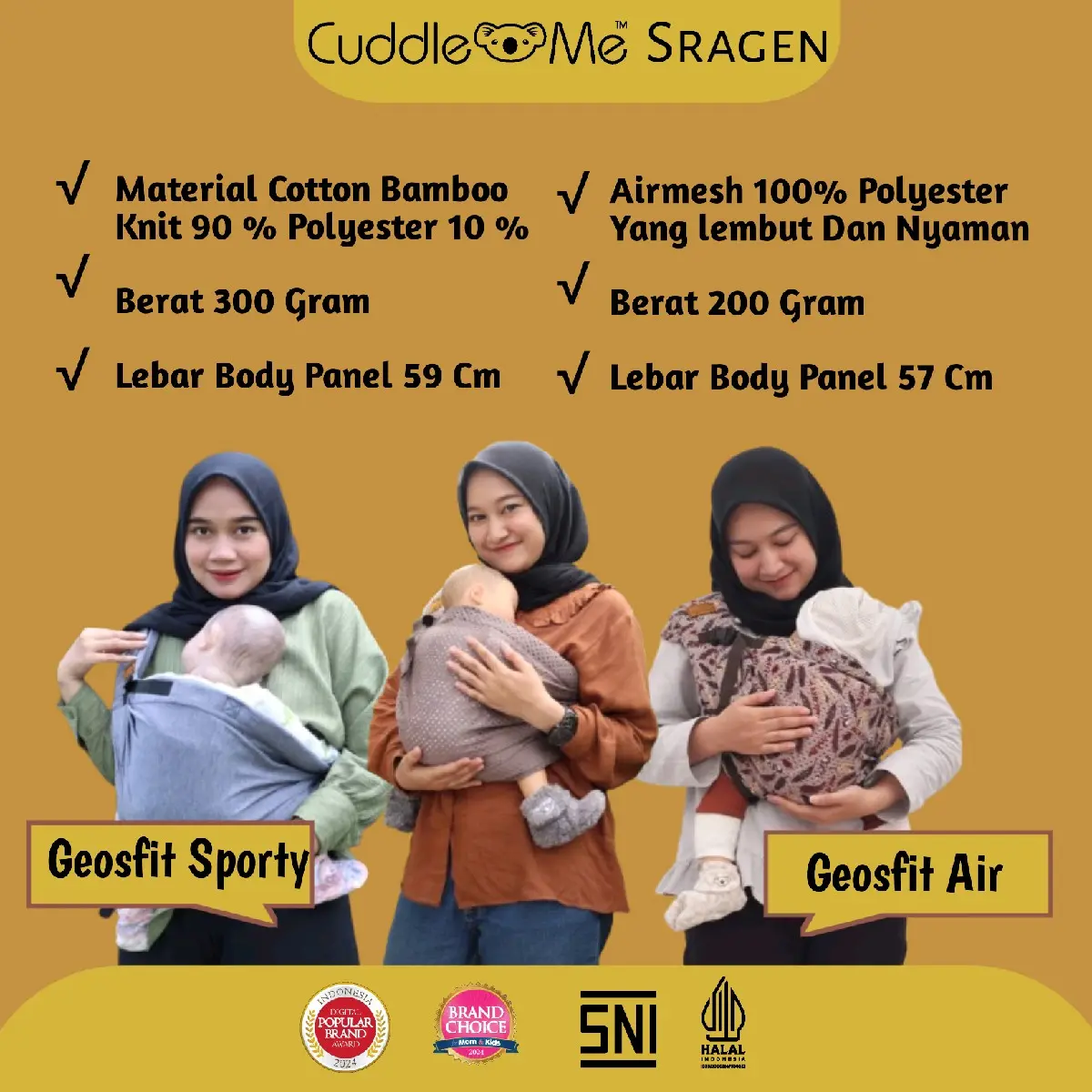 Gendongan Bayi Cuddleme GeosFit Air Feather Series - Brown - Ransel, Pink