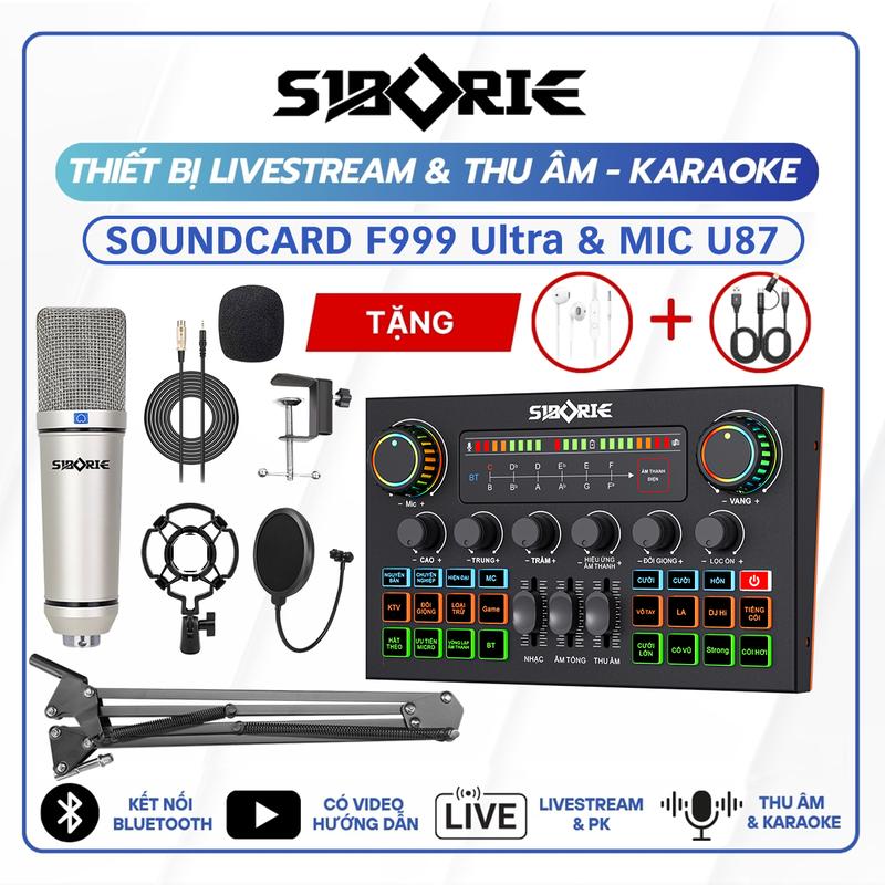   SIBORIE - BẢN TIẾNG VIỆT  Set Combo Bộ Livestream Thu Âm Soundcard Đen F999 Ultra & Mic U87  Mic U86  Tai Nghe Phụ Kiện Dây Sạc Tối Ưu Chất Lượng Âm Thanh micro livestream mic thu âm hát Bộ Soundcard Livestreams tích hợp nhiều hiệu ứng mic live  dây mic 