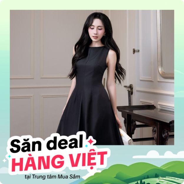 Đầm midi dáng xòe cotton lạnh xếp ly vai Nữ Voi Voan Dress Màu Nâu Dress Màu Nâu