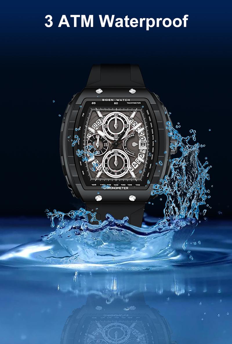 Product Introduction of 【003Harga telah diganti, cepat beli】BIDEN Jam Tangan Pria Anti Air Olahraga Multifungsi Tali Silikon Pria Jam Tangan Cowok Original YNR028 10