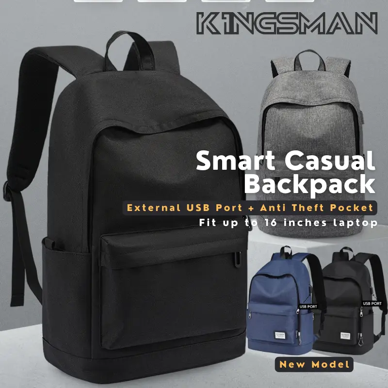 KINGSMAN College Backpack Smart Casual College School Laptop Business Backpack 15.6 16inches Laptop Bag