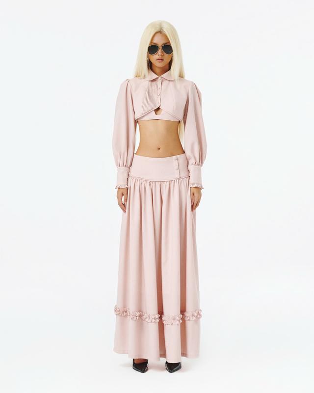 ONONMADE Noue Skirt Chân váy dài cạp trễ với bản lưng to có thể che được khuýêt điểm.