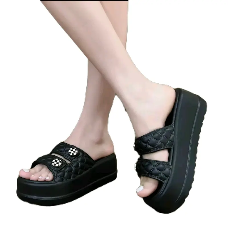 Sendal Cewek Karet Jelly Wedges Platfom Tebal Bahan Elastis Empuk Double Strap Wanita Sandal 2