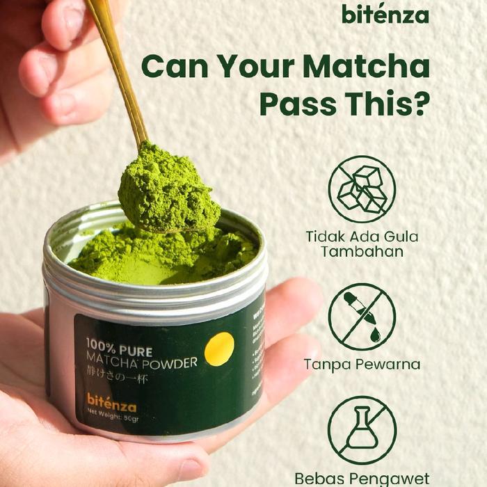 Bitenza Promo Terlaris 100% Pure Matcha 50gr Bahan Murni Tanpa Bahan Tambahan Cocok untuk Matcha Alami Bubuk Matcha Asli