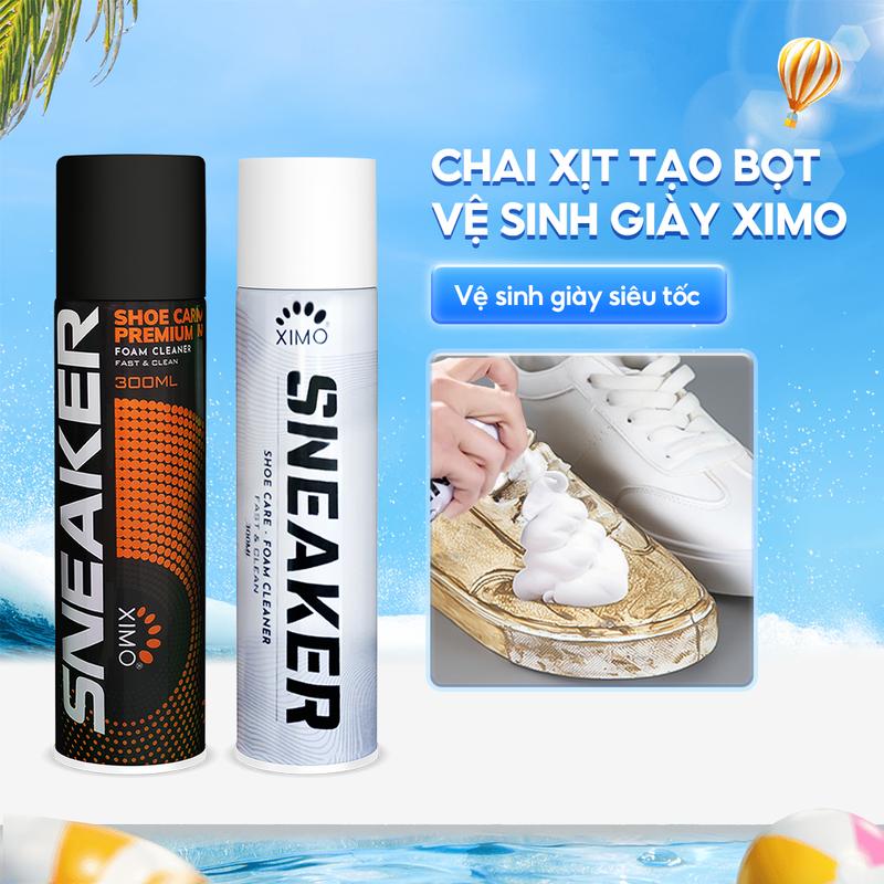 Chai Vệ Sinh Giày Sneaker XIMO White Plus Version 2025 Nam 300ml - Làm Sạch Nhanh, Mùi Hương Dịu Nhẹ, An Toàn Cho Da Tay