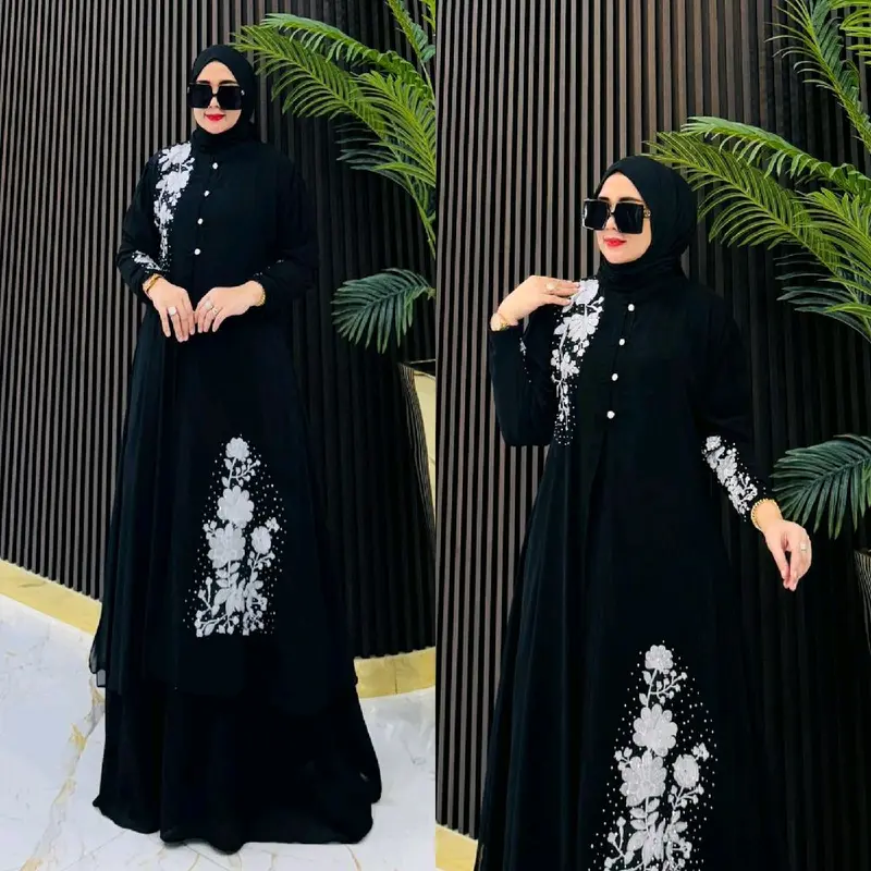 READY REALPICT COD NILAM SET AUTER NON HIJAB Gamis Dress Wanita Dewasa 5