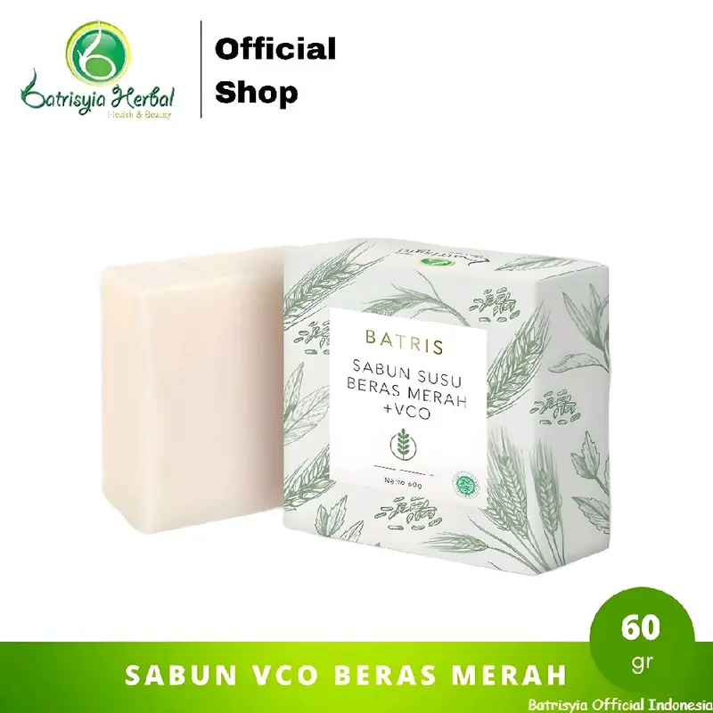 Batrisyia Sabun VCO Beras Merah - Mencerahkan Wajah Berminyak Berjerawat 0