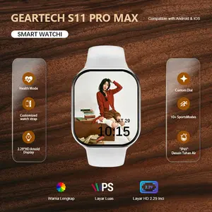 GearTech  Original Mart Watch 11 Pro Max 2.2" AMOLED Waterproof Bluetooth Call GPS NFC Wireless Charging Smartwatch Unisex Free Wallpaper