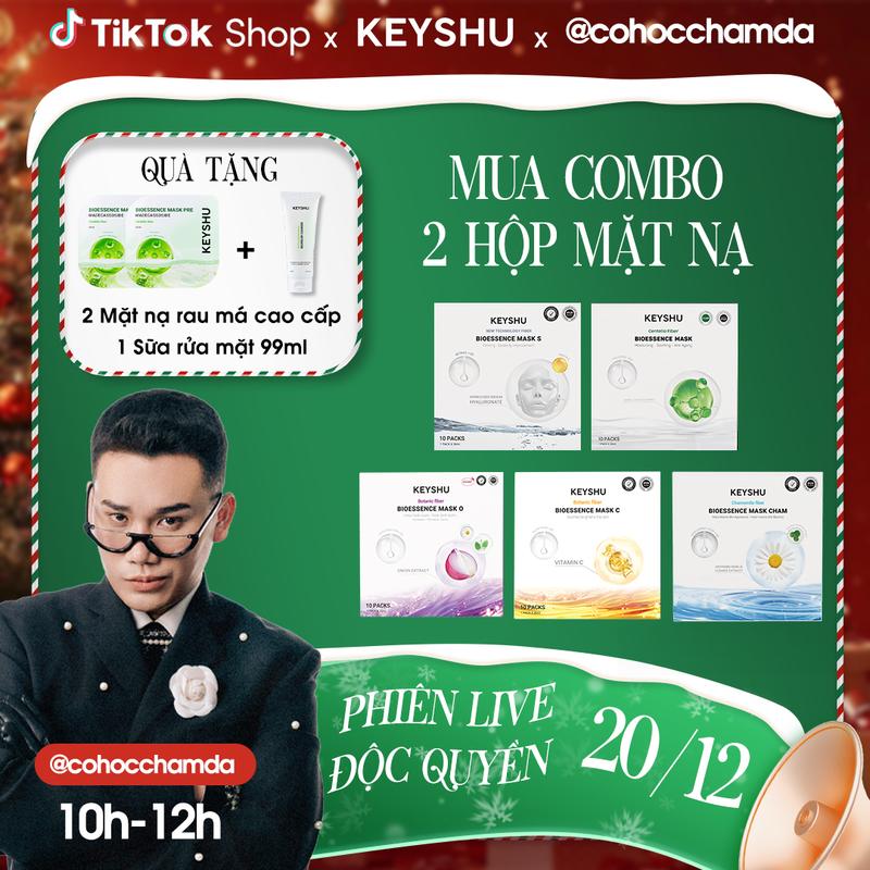  DEAL ĐỘC QUYỀN COHOCCHAMDA  Combo 2 Hộp Mặt Nạ KEYSHU Dưỡng Ẩm Hỗ Trợ Mờ Sẹo Giảm Thâm Làm Mềm Da Hỗ Trợ Ngăn Ngừa Lão Hóa1 Hộp 10 Miếng 30ML 
