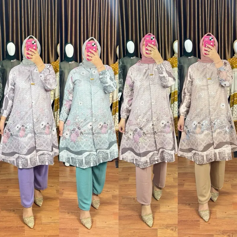 SETELAN LONG TUNIK AZALEA (CHOCO NICI &CRESPO  PREMIUM) 0