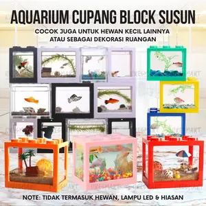 Akrilik Stackable Susun Soliter Tank Aquarium Mini Kandang Tempat Block Akuarium Ikan Hias Kecil Emas Cupang Guppy