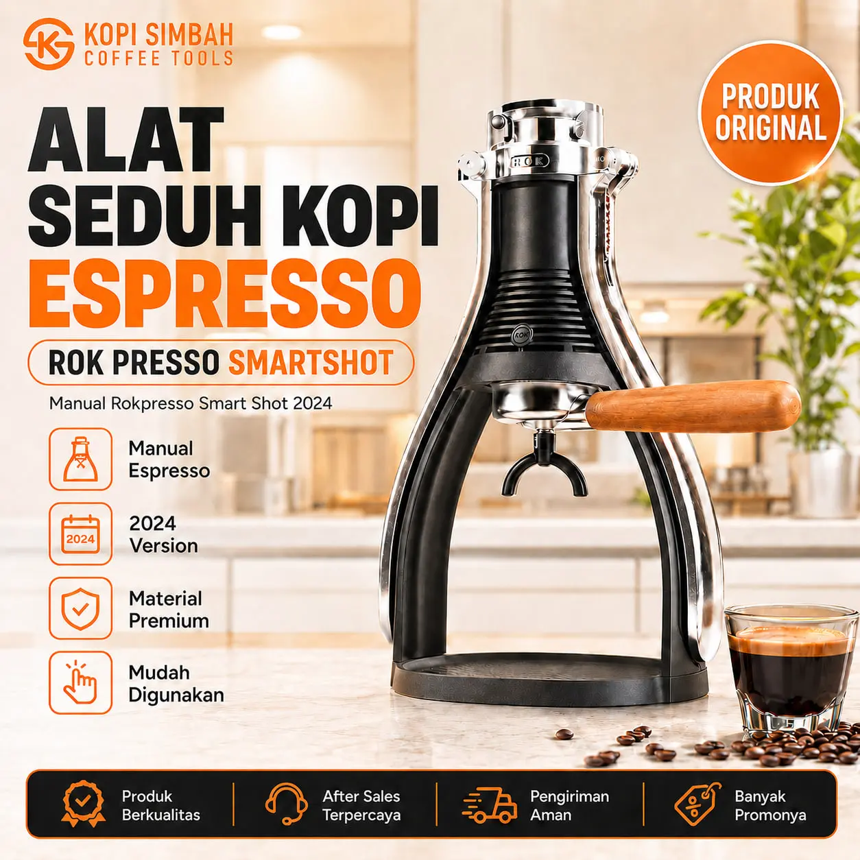 ROK Presso GC SmartShot Alat Seduh Pembuat Kopi Espresso Manual Rokpresso Smart Shot Expreso Coffee Maker Rock Preso