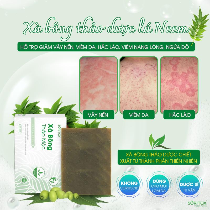Xà Bông Thảo Mộc Giảm Vảy Nến Viêm Da Cơ Địa Hắc Lào Ngứa Đỏ - SORITOX 130Gr