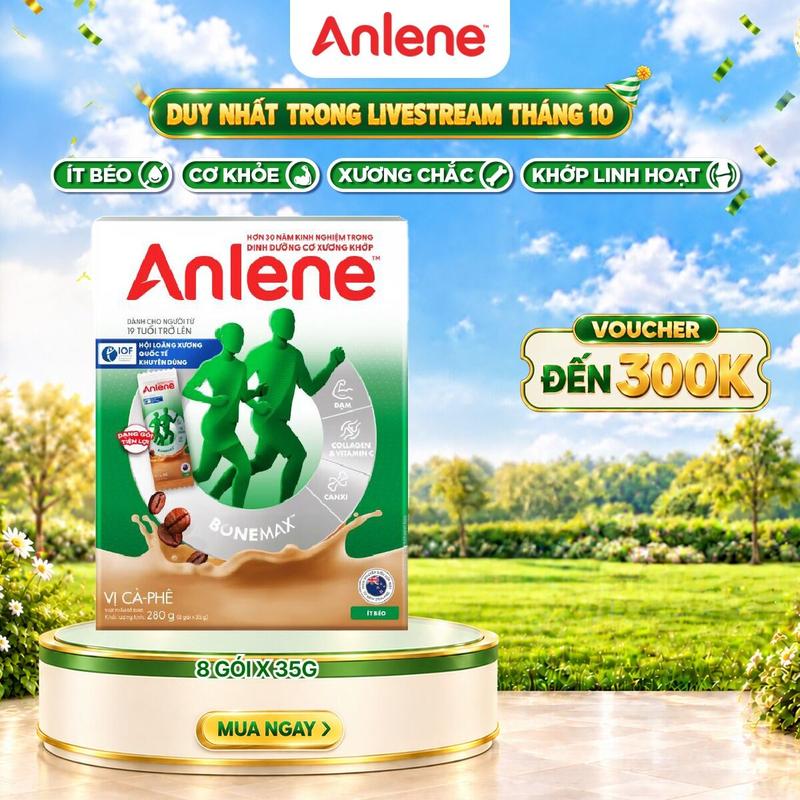 Sữa bột Anlene hương Cà phê 280G (8 gói x 35g) gói chia sẵn tiện lợi giúp cơ xương khớp chắc khỏe