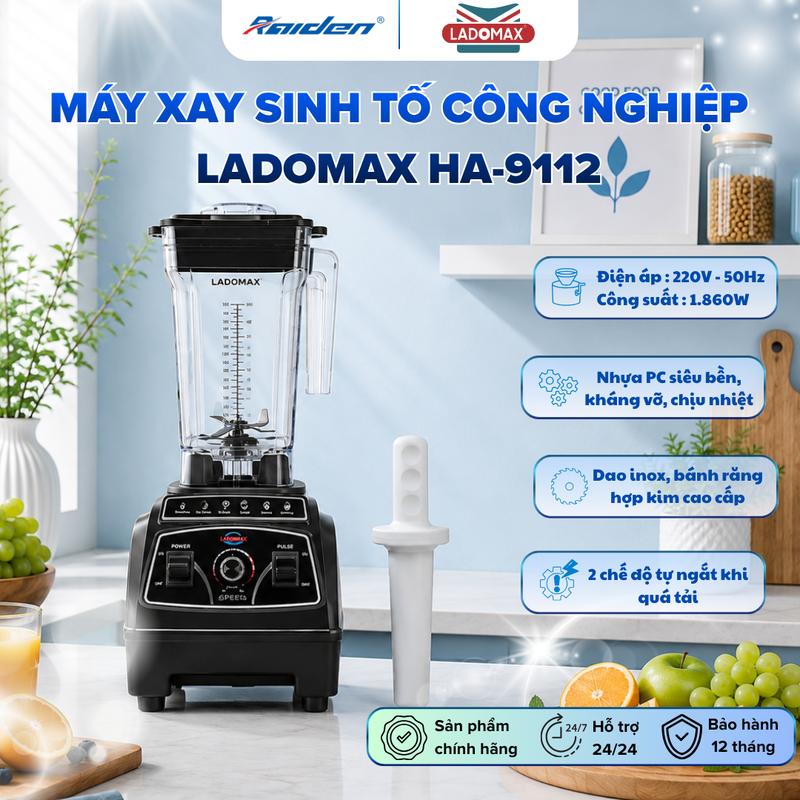 Máy Xay Sinh Tố Công Nghiệp LADOMAX ECO-9112 2L – 1860W – Cao Cấp – Lưỡi Dao SUS304 – Mô Tơ Đồng 100%