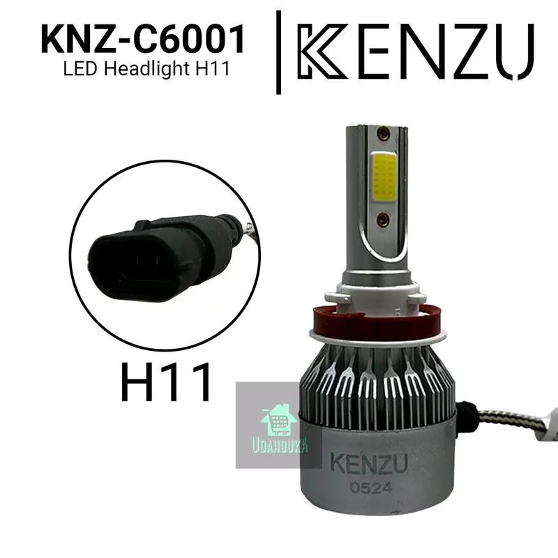 LED Headlight Mobil - KENZU - KNZ-C6001 - H4 dan H11 - 2 pcs - 6000K 36W - Putih Terang 1