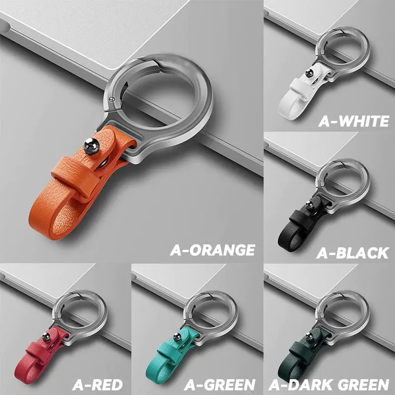 Gancu Rantai Kunci Kulit Lembu, Bahan Aloi Titanium, Carabiner Gesper Tali Pinggang, Pemegang Kunci Kereta, Hadiah Mewah dan mewah, Sesuai untuk Lelaki dan Wanita
