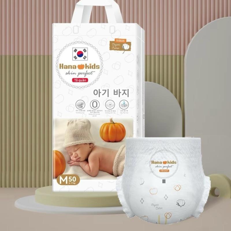 50 bỉm quần Hana Kids Skin Perfect Tã Quần Trẻ Em Siêu Thấm Hút Không Chất Gây Hại Organic Cotton An Toàn Cho Bé Từ 6-30kg