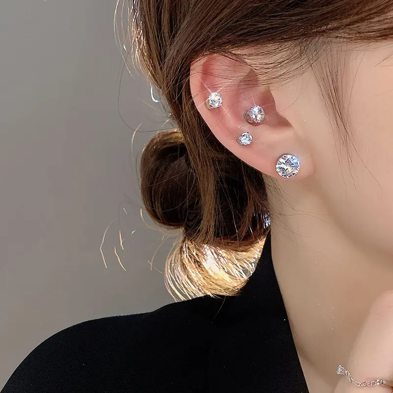 Bông Tai Từ Tính, Phong Cách Thanh Lịch, Bông Tai Đinh Tóc Vỏ Sò, Không Xỏ Lỗ Tai, Đá Thấm Bông Tai, Dành Cho Nữ, Kẹp Xương Tai, Cá Tính Women