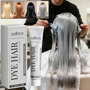 グレーカラークリーム、自然な長持ちカラー、ダメージしない、簡単で洗いやすい着色、トレンディなヘアカラー