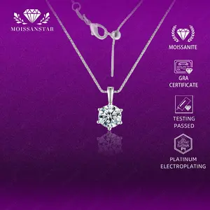OS4-MN02 Kalung Wanita Moissan Star Permata Moissanite 5 Layer Platinum Sertifikat GRA Asli Garansi 1 Tahun Berkualitas Tinggi High Quality Anti Luntur Karat Berubah Warna Aksesoris Perhiasan Kalung Nikah Permata VVS1 Elegan Free Box