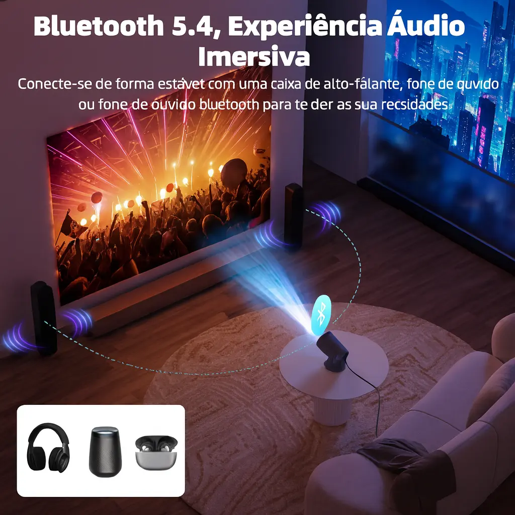 BETTDOW Projetor Portátil Inteligente  Original com 4K UHD | Android 11, Wi-Fi, Bluetooth e Alto-falantes Integrados - imagem 7