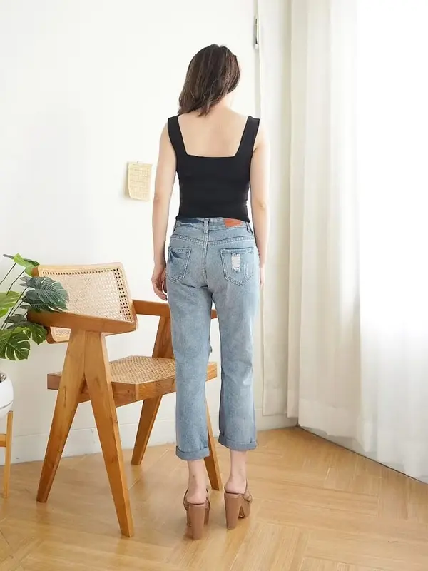 Atasan Crop Tank Top Wanita Bahan Spandek RC - Cewek, Pendek 4