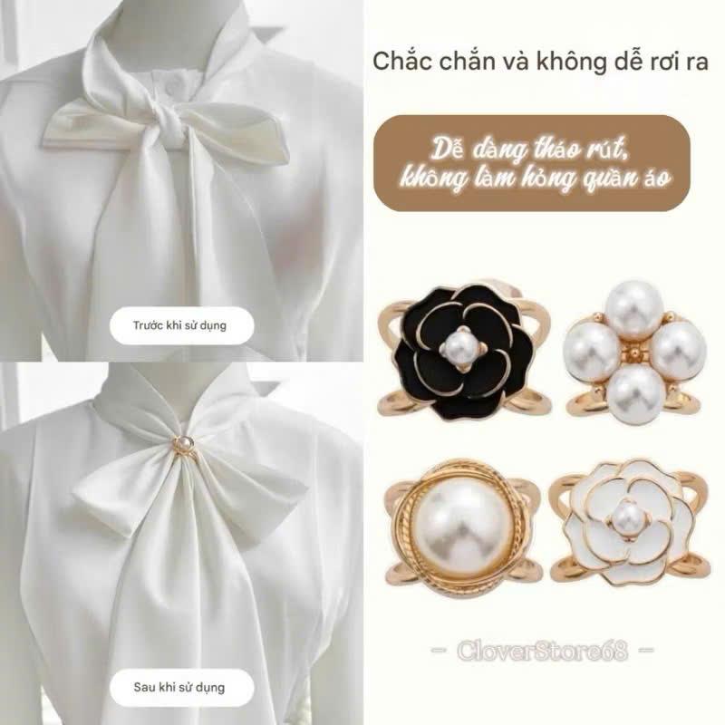 Combo khuy thắt nơ áo sơ mi cài khăn lụa đường kính 1,5cm đa năng