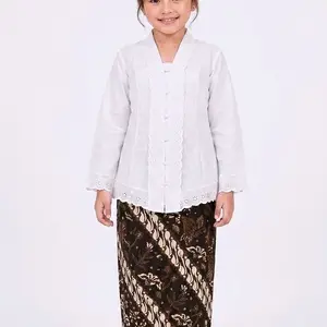 Kebaya Putih Anak Katun Premium | Kebaya Encim Anak Perempuan | Kebaya Kartini | Kebaya Wisuda SD TK | Atasan Kebaya Modern Anak