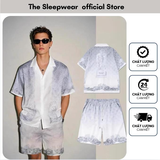 Bộ quần áo Lụa Nam Thiết kế Hoạ tiết -TheSleepwear - Bộ pijama Lụa ManGo cao cấp Hot2025