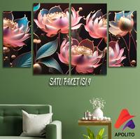 Gambar HIASAN DINDING SET ISI 4 ABSTRAK BLACK BEAUTY LOTUS FLOWERS ISI 4 KAMAR DEKORASI RUMAH WALL DECOR PAJANGAN DINDING SATU SET BUNGA APOLITO LUKISAN ESTETIK - SET 80 C dari Apolito Kota Malang 1 Tokopedia